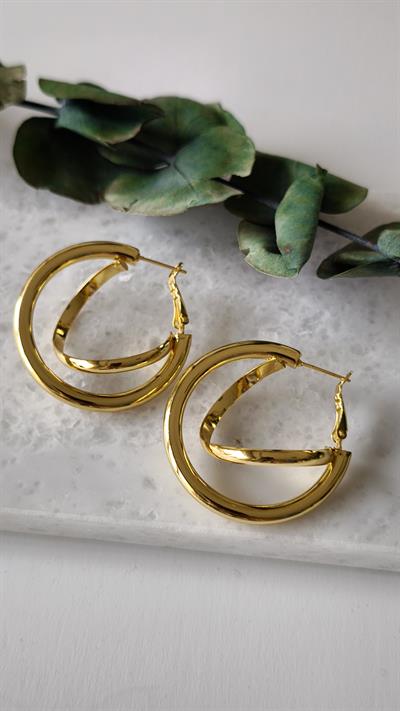 Orta Boy İkili Görünüm Halka Küpe