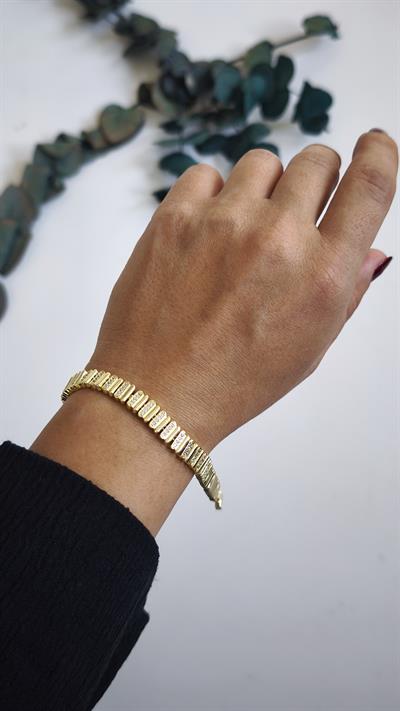 Özel Seri Çubuk Plaka Üzeri Zirkon Taşlı Bileklik