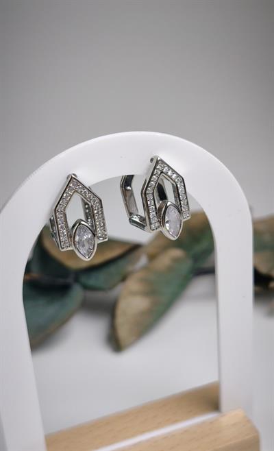 Özel Seri Damla Taş Detay Üçgen Figür Küpe 