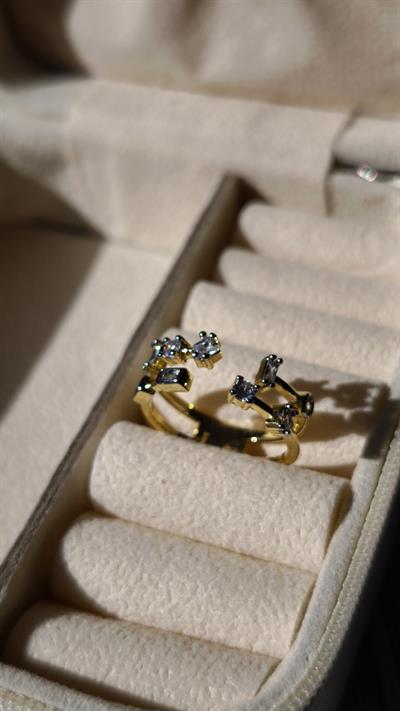 Özel Seri Geometrik Taşlı Önden Ayarlanabilir Yüzük