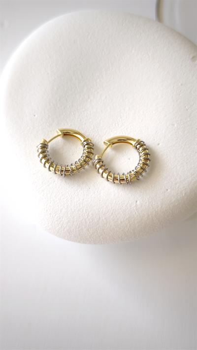 Özel Seri Gold Boru Plaka Üzeri Gümüş Tel Dolama Detay Halka Küpe 