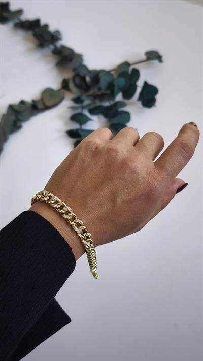 Özel Seri Gömme Zirkon Taşlı Halka Geçmeli Bileklik