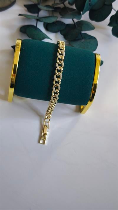 Özel Seri Gömme Zirkon Taşlı Halka Geçmeli Bileklik