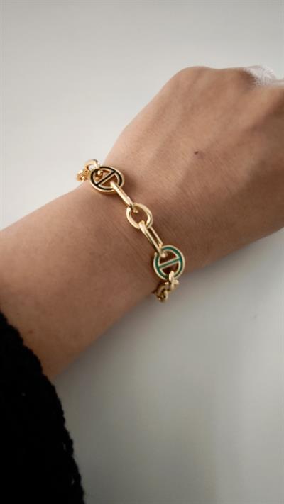 Özel Seri Halka Geçmeli İki renk Figürlü  Zincir Bileklik