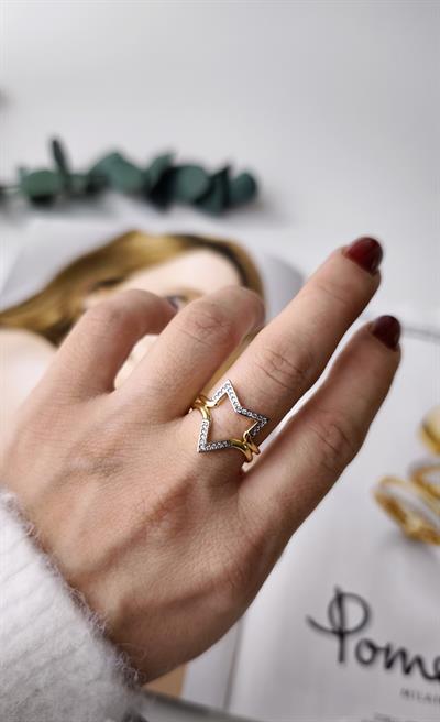 Özel Seri İki Renkli Zirkon Taşlı Çivi Figür Detay Ayarlanabilir Yüzük