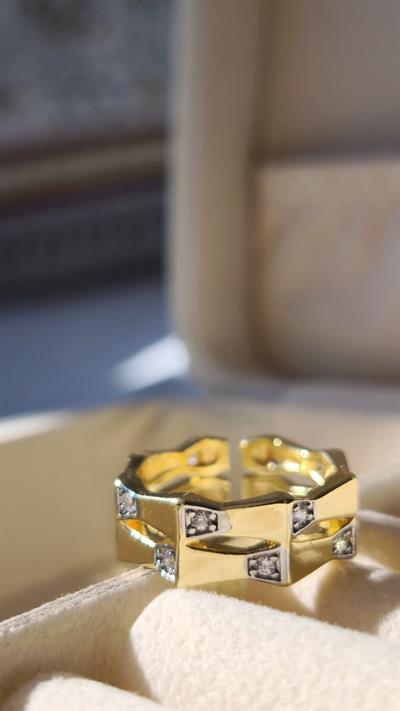 Özel seri İkili Görünümlü Taş Detaylı Ayarlanabilir Yüzük