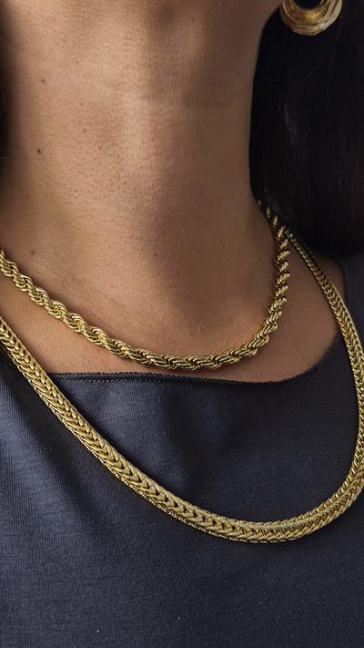 Özel Seri İşlemeli Klasik S Zincir Kolye ( 60 Cm ) 