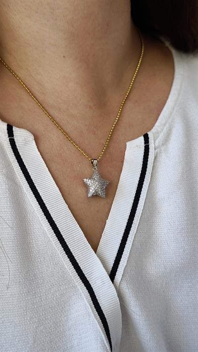 Özel Seri Zirkon Taşlı Bombeli Kalp Figür Topçuk Zincir Kolye