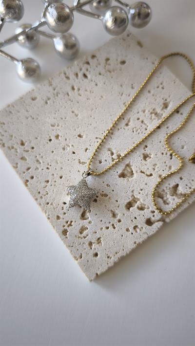 Özel Seri Zirkon Taşlı Bombeli Yıldız Figür Topçuk Zincir Kolye