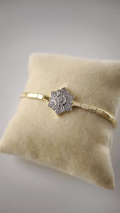 Özel Seri Zirkon Taşlı Çiçek Figür Plaka Zincir Bileklik 