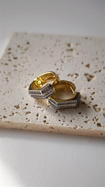 Özel Seri Zirkon Taşlı Köşeli Halka Küpe