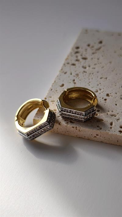 Özel Seri Zirkon Taşlı Köşeli Halka Küpe