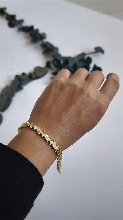 Özel Seri Zirkon Taşlı Plaka Model Bileklik ( 18 Cm ) 