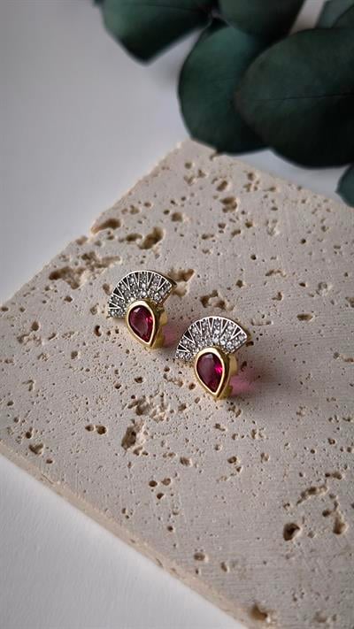 Özel Seri Zirkon Taşlı Renkli Taş Detaylı Minimal Küpe