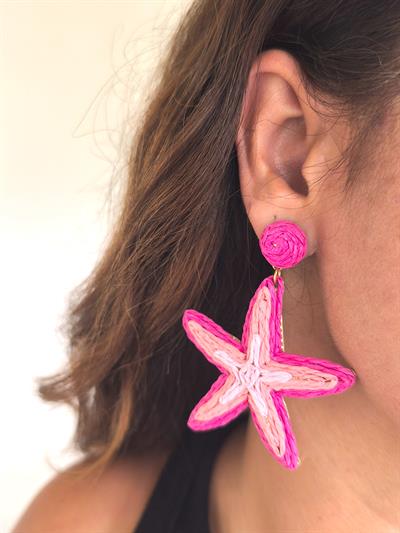  Deniz Yıldızı Sallantılı Hasır Küpe