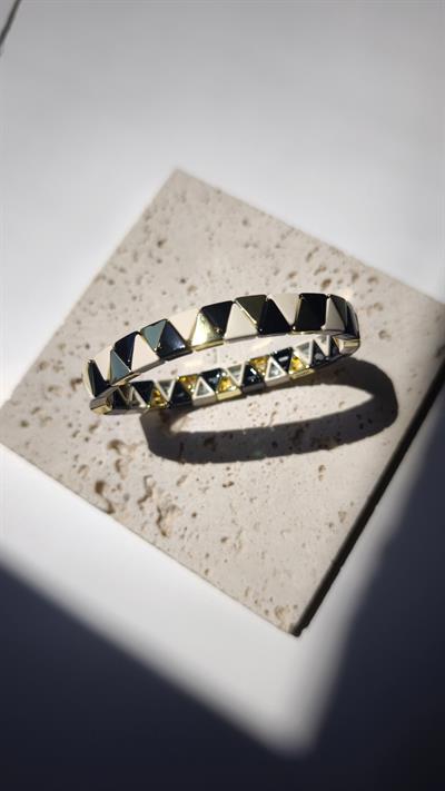 Porselen Kaplama Gold Plaka Detay Lastikli Bileklik 