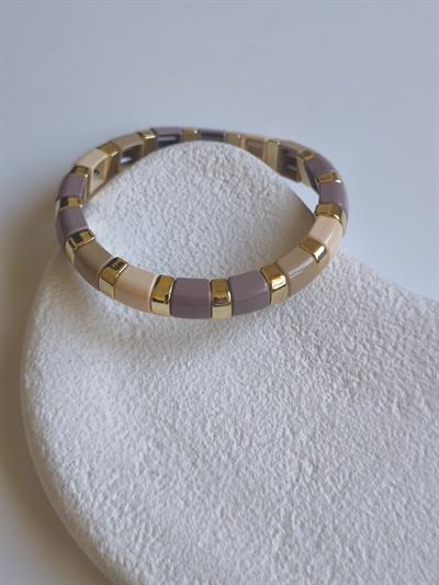 Porselen Kaplama Gold Plaka Model Lastikli Bileklik 