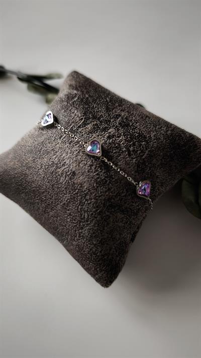 Renkli Kalp Taşlı Bileklik