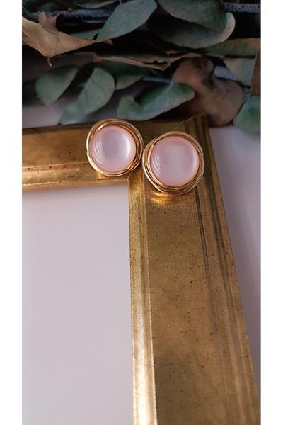 Renkli  Taşlı Gold Detaylı Vintage Yuvarlak Küpe