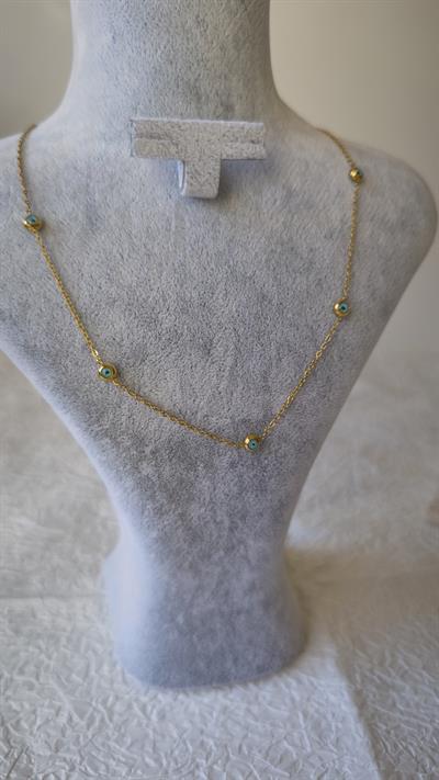 Sıralı Nazar Boncuklu Minimal Kolye 