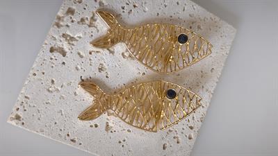 Siyah Göz Detaylı Balık Figür Küpe