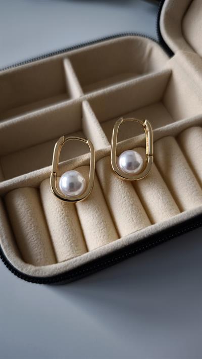 Top İnci Detaylı Minimal Küpe 