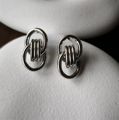 Üçlü plaka Sarmalı İkili Halka Küpe