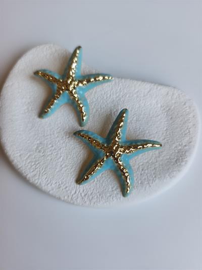 Üzeri Gold Yaldızlı Deniz Yıldızı Küpe