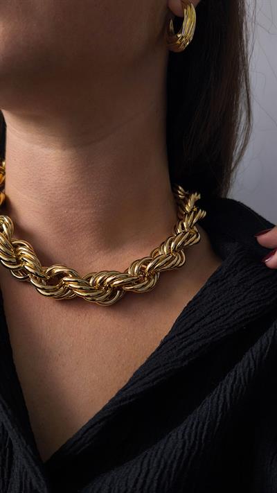 Vintage Kalın Burgu Kolye