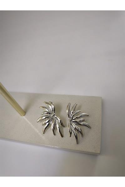 Yarım Lotus Silver Çelik Küpe