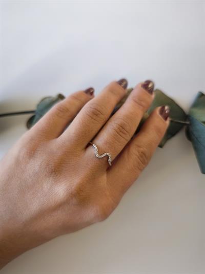 Zigzag Model Zirkon Taş Ayarlanabilir Silver Yüzük