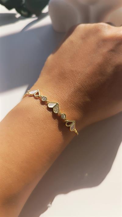 Zirkon Taşlı Kalp Ayarlanabilir Bileklik