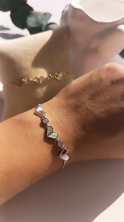 Zirkon Taşlı Kalp Ayarlanabilir Bileklik