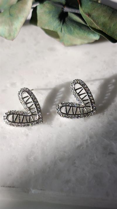 Zirkon Taşlı Kalp Küpe