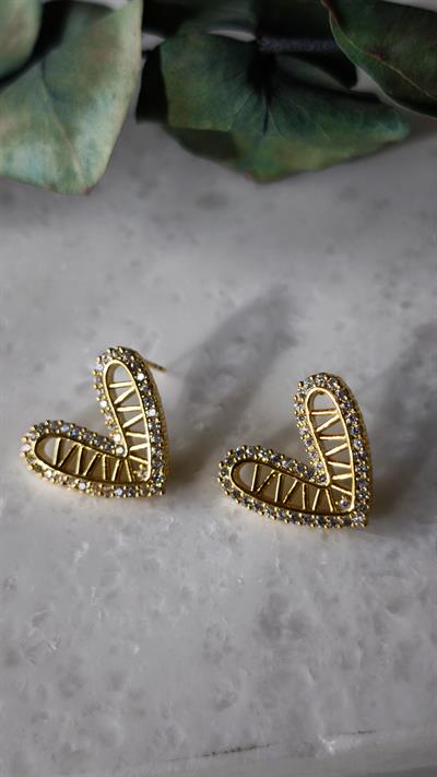 Zirkon Taşlı Kalp Küpe