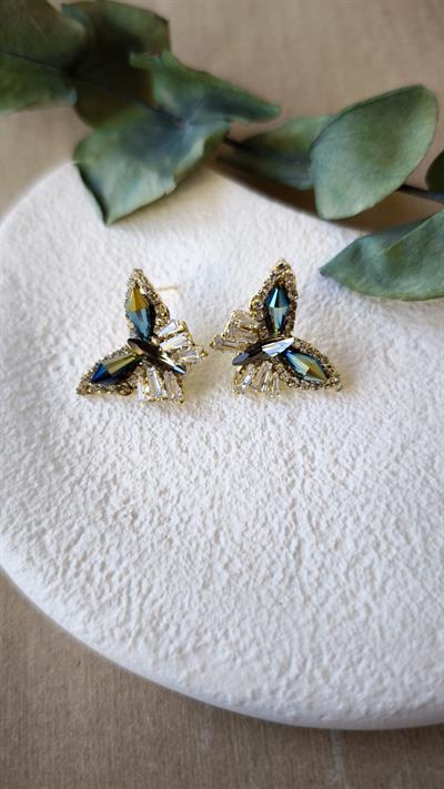 Zirkon Taşlı Kelebek Figür İthal Küpe