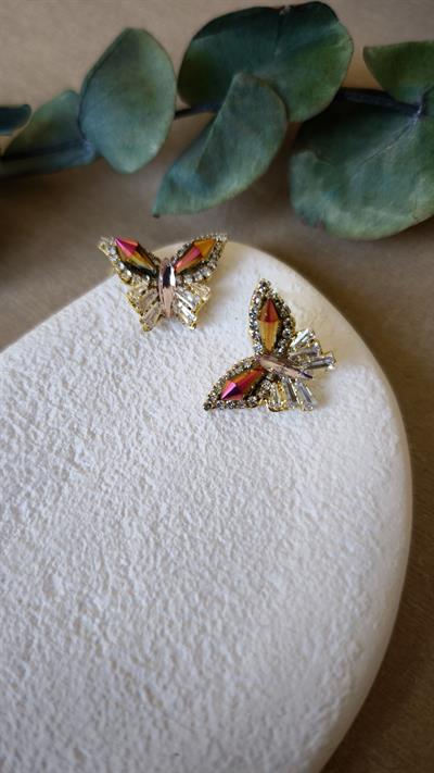 Zirkon Taşlı Kelebek Figür İthal Küpe