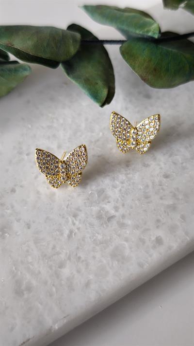 Zirkon Taşlı Kelebek Küpe