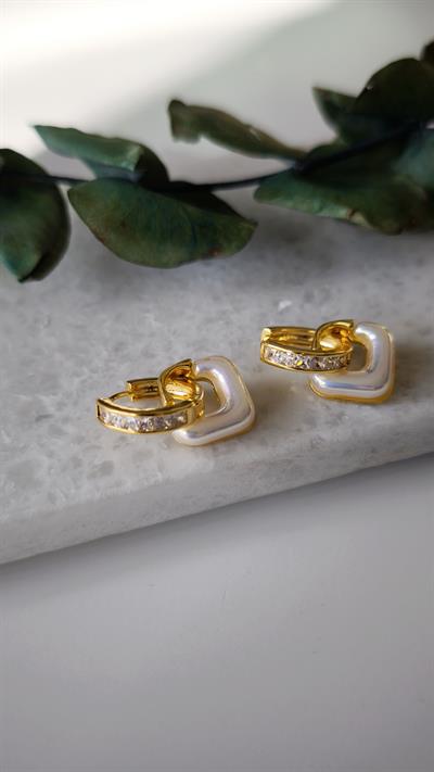 Zirkon Taşlı Yanar dönerli Kaplamalı Minimal Küpe