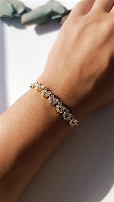 Zirkon Taşlı Yaprak Ayarlanabilir Bileklik