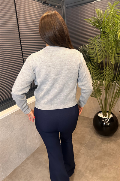 Ayıcık Detaylı Gri Kısa Triko Hırka