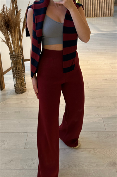 Basic Bordo Triko Pantolon