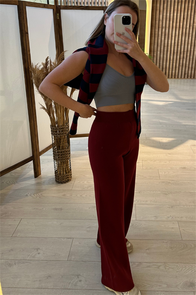 Basic Bordo Triko Pantolon