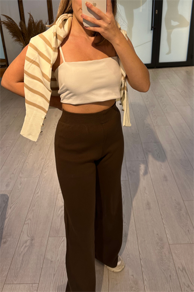 Basic Kahverengi Triko Pantolon