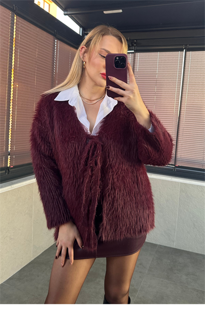 Bordo Marka Model Oversize Sakallı Hırka
