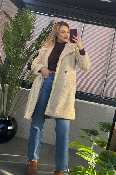 Krem Cepli Peluş Kaban