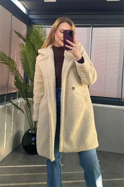 Krem Cepli Peluş Kaban