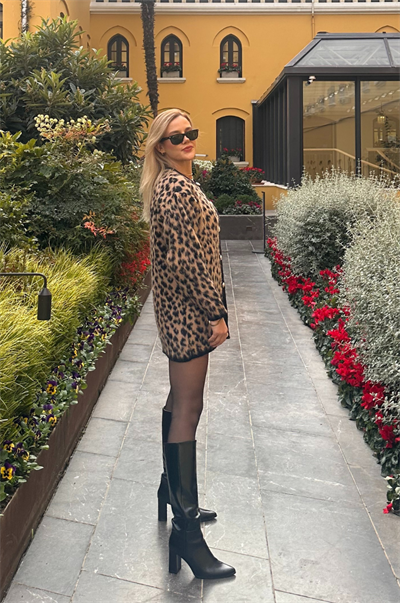 Leopar Desenli Uzun Hırka