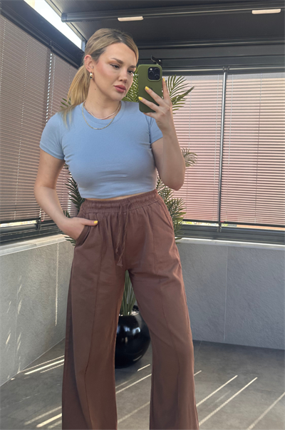 Mavi Yarım Kollu Slim Basic Crop 