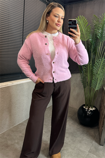 Pembe Premium Yumoş Hırka